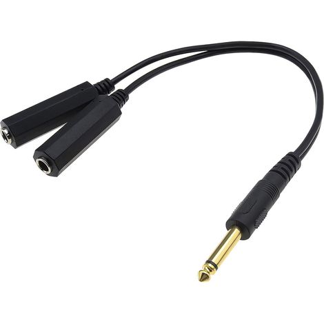 Câble adaptateur audio mono mâle vers double prise jack femelle 6,35 mm Câble d'extension de conversion 30 cm Prise plaquée or (1/5)