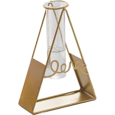Support en métal pour vase à fleurs, vase en verre transparent C-- (1/5)