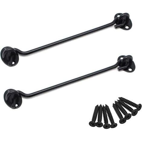 Loquet de porte de cabane de rechange en acier inoxydable avec vis de 20 cm pour portes de cabanon, portes de garage, noir (1/5)