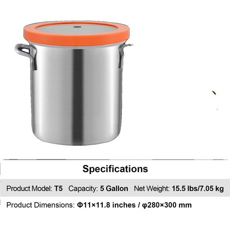 Chambre à vide, Acier inoxydable durable, Joint étanche, 5 Gallon (1/2)