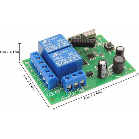 Commutateur de télécommande sécurisé DC 12V 24V 30V sans Fil 433Mhz RF 10A récepteur de Relais avec 2 émetteurs, pour Moteur, lumière, Porte de Portail, contrôleur de Bricolage-DPZO