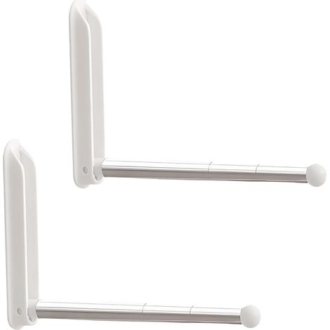 2 pièces portant à vêtements mural mini pliable, portant à vêtements mural, cintre de porte avec tige rétractable pour linge, chambre à coucher, cintres de voyage (blanc) (1/5)