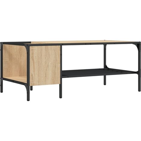 Mesa de centro estilo industrial 100 x 51 x 40 cm madera de ingeniería y metal DEC040172