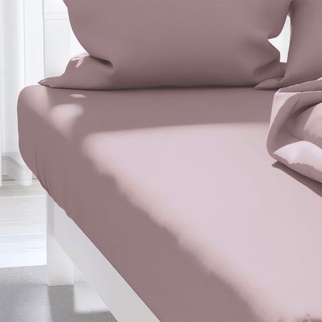 Soleil D Ocre – Drap housse uni 140x190 cm – Bonnet 25 cm – 48% coton, 52% polyester – Entretien facile, repassage inutile