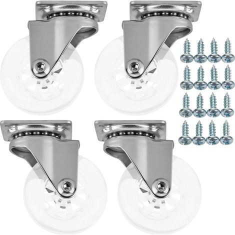 SOTECH 4 Stück Möbelrollen SWIFT Ø 50 mm transparent ohne Bremse (Feststeller) inkl. Schraubenset Belastbarkeit bis 140 kg (35 kg pro Lenkrolle)