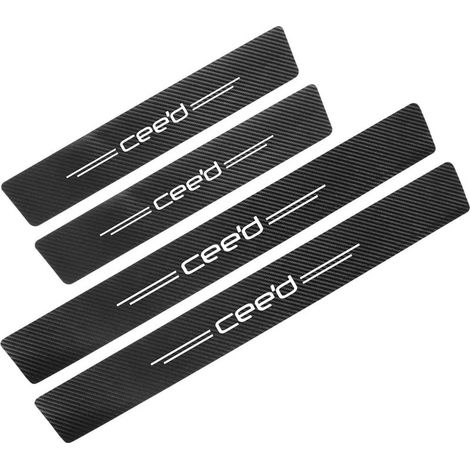 (Noir et blanc,pour Ceed) Seuil de porte de voiture en cuir et fibre de carbone pour Kia Picanto,Rio,Ceed,Optima et Forte Accessoires de protection pour seuil de porte (1/3)