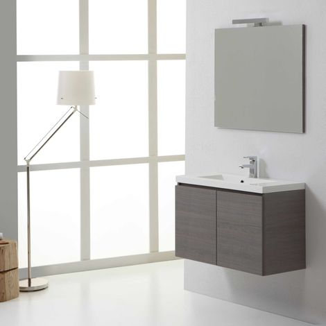 Badezimmermöbel -Set 80 Cm Mit Türen Und Mineralguss-Waschtisch Manhattan