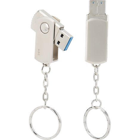 Clé USB métallique argentée rotative pour Windows 98/2000/XP/Vista/7/8/10/Linux 2,4128 Go (1/5)