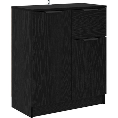 Buffet,Bahut,Meuble de Rangement avec tiroir Chêne noir 60 x 30 x 70 cm Bois d'ingénierie CFW91995 (1/5)