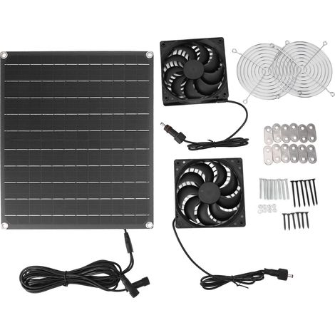 Ortviai Ventilateur d’Évacuation Solaire 15 W IPX7 pour Serre, Poulailler et Abri Animal – Panneau Monocristallin 12 V