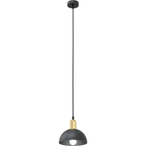 Sospensione 1 Luce Moto In Acciaio Nero E Oro Diffusore A Cupola (1/2)