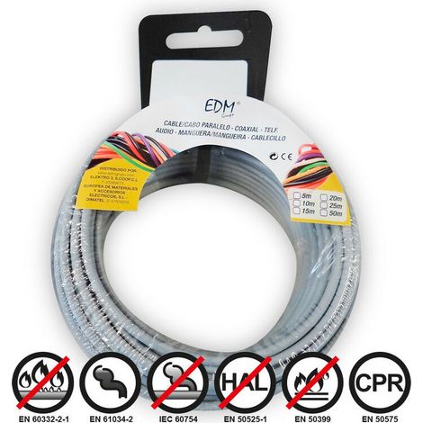 Bobine Fil électrique Flexible 2,5mm Gris Sans Halogène 10m
