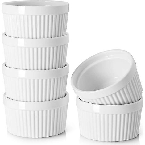 Set aus 6 Crème-brûlée-Förmchen für Pudding und Eiscreme, aus Porzellan, mikrowellen- und ofenfest. (1/5)
