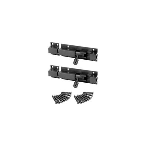 Dos cerrojos de aleación de aluminio, pernos de 8 mm, pestillo deslizante, aptos para puertas, ventanas, portones de jardín y cobertizos (negro). - Crezuo