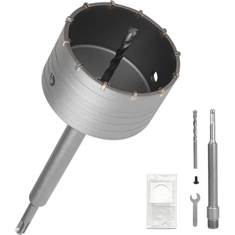 Sega a tazza per calcestruzzo da 110 mm, con prolunga SDS PLUS da 220 mm e punta di centraggio, carotatrice per calcestruzzo, punta per carotaggio multimateriale, sega a tazza per muratura, pietra, ce