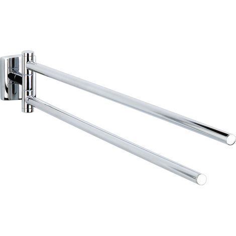 tesa KLAAM porte-serviettes 2 bras, chromé – sans perçage, solution incluse – 46x82x460 mm