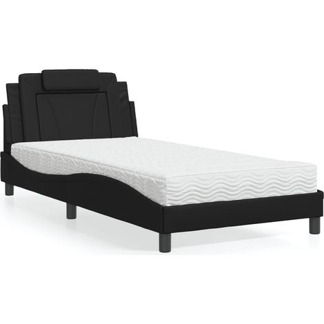 Cama Viana con colchón cuero sintético negro 100x200 cm vidaXL (1/5)