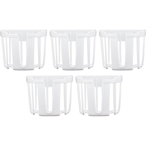 Lot de 5 supports de rouleau de papier toilette mural blanc, sans perçage, pour salle de bain, avec boîte de rangement et distributeur de mouchoirs, fixation murale (livré avec carton). (1/5)