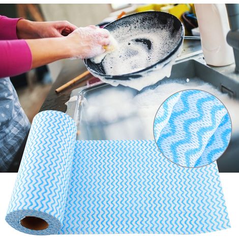 Lot de 50 torchons jetables antiadhésifs en non-tissé pour la cuisine (bleu) (1/5)