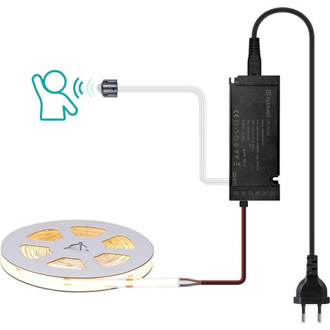 Bande LED avec détecteur de mouvement, 3 m, blanc chaud, 36 W, éclairage sous meuble pour cuisine et panneaux acoustiques (1/5)