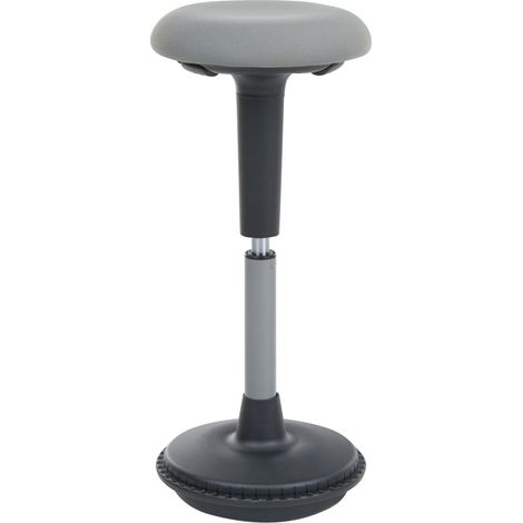 Office Wobble Stool Grey Fabric Metal Frame Upholstered Adjustable Height Office Furniture ESTELL (1/5)