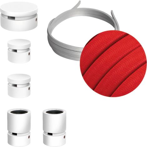Sistema Filé Wiggle Kit - con cavo di 3 m per catenaria e 5 componenti in legno verniciato bianco per interni