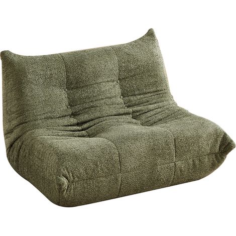 Canapé Togo 2 places, fauteuil lounge de sol sans accoudoirs, coussin gonflable avec mousse mémoire, assise confortable pour salon, chambre, gaming et bureau. (1/5)