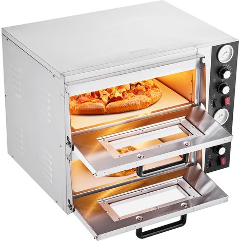 Forno elettrico da banco professionale VEVOR per pizze da 40 cm, con quattro manopole e termometro, a doppio piano. (1/5)