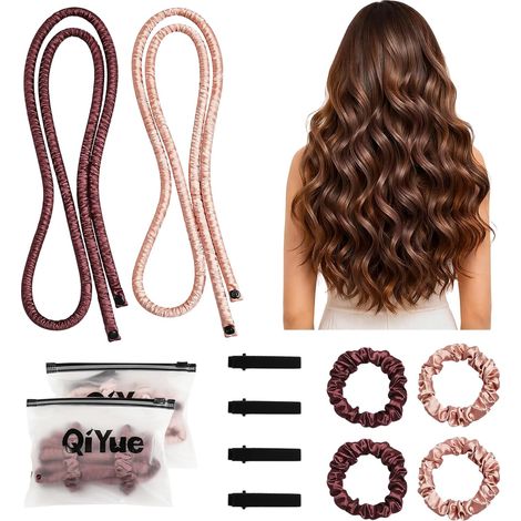 (2 Stück) Heatless Hair Curlers Bandeau à Friser sans Chaleur pour Femme Ruban à Friser sans Chaleur mit Pinces à Cheveux und Chouchou Boudin (1/4)