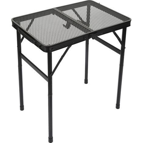 Klappbarer Grilltisch (0,6 m), 3-fach höhenverstellbar (26/48/70 cm), leichter Campingtisch mit hitzebeständiger Netzgewebeplatte, tragbarer Outdoor-Tisch (1/5)