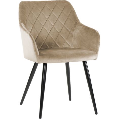 Silla tapizada en terciopelo beige MILTON (1/2)