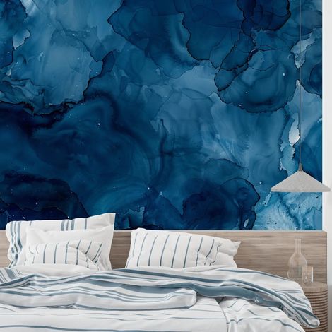 Papier Peint Art & Déco - Abstraction Bleue Profonde - 150 x 250 cm (1/2)