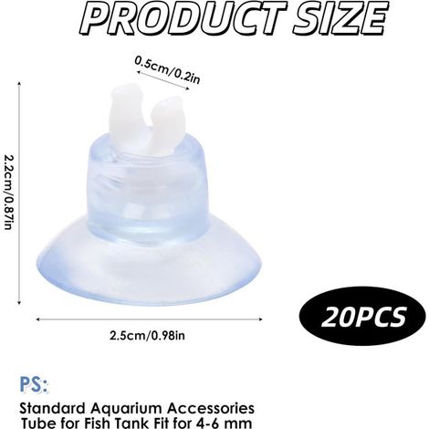 Ventouses Transparentes pour Aquarium Lot de 20 Clips de Fixation pour Tuyau de Pompe à Air et Tube d'Oxygène de 4 à 6 mm Accessoires de Fixation pour Bassin et Aquarium