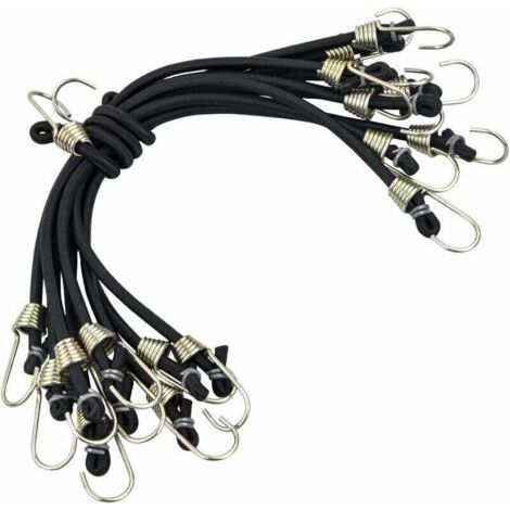 Corda elastica con gancio, 10 pezzi da 25 cm, cinghie di fissaggio resistenti, corde elastiche universali resistenti, cinghie di tensione multifunzionali per biciclette e tende, cinghia per bagagli, n (1/4)