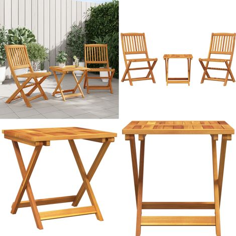 Ensemble à manger de jardin pliable 3 pcs bois d'acacia massif - Meubles De Jardin - Salon De Jardin - Mobilier Extérieur - Acacia Massif - Table Pliable - Home & Living (1/5)