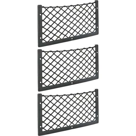 Lot de 3 filets de rangement pour voiture, 36 x 18 cm – Tissu nylon élastique – Pour fourgonnettes, camping-cars et camions – Fixation sécurisée (1/5)