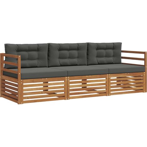 vidaXL Outdoor Sofa Set 3 pcs Natural and Anthracite