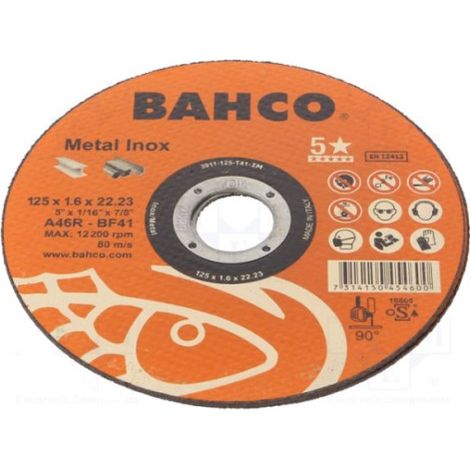 DISCO ABRASIVO CORTE 125X1.6 A46R IN ME - BAHCO