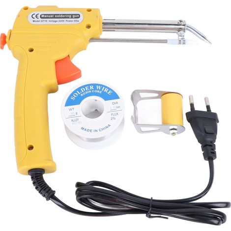 Pistolet à Souder 60W avec Cœur Chauffant Céramique PTC, Kit Soudure avec Fil d'Étain 50g pour Circuits Imprimés, Prise EU 220V (1/5)