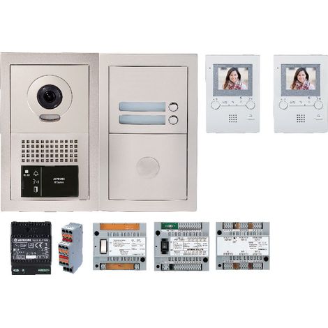 Aiphone – Pack vidéo bus 2 BP encastré – Module vigik centrales – 1 colonne – 2 moniteurs GT1M3L – Alimentation – GTBV2E (1/2)