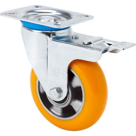 rueda giratora placa fr.10zvfd160-auab aluminio-poliur.naranja bolas balona (1/2)
