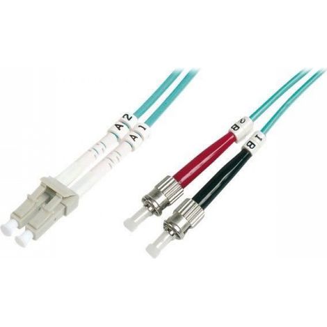 Câble Fibre Optique Duplex - - 50/125 OM3 - ST LC - Aqua - 1 m
