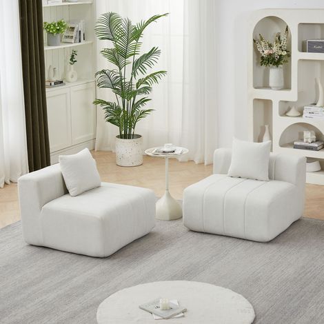 Conjunto de sofás de chenilla con 2 cojines, sofá modular simétrico para dormitorio, sala de estar, oficina (para relajarse o echar una siesta), rincón de lectura y zona de recepción. (1/5)