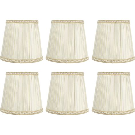 Lot de 6 abat-jour en tissu beige pour lustres et appliques murales E14 (1/5)