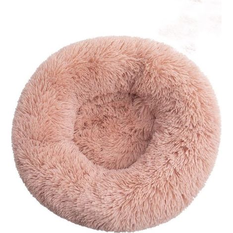 Coussin chien rond en peluche, niche douillette hivernale, tapis moelleux pour animal, accessoire canin, lit confortable pour chien (Rose, Diamètre 60 cm) (1/5)