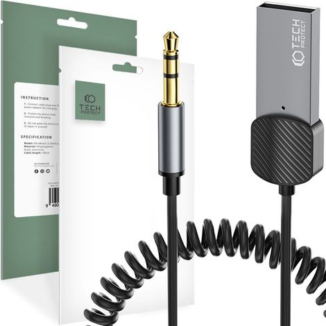 Cable adaptador de audio AUX Bluetooth Tech-protect Ultraboost gris (1/5)