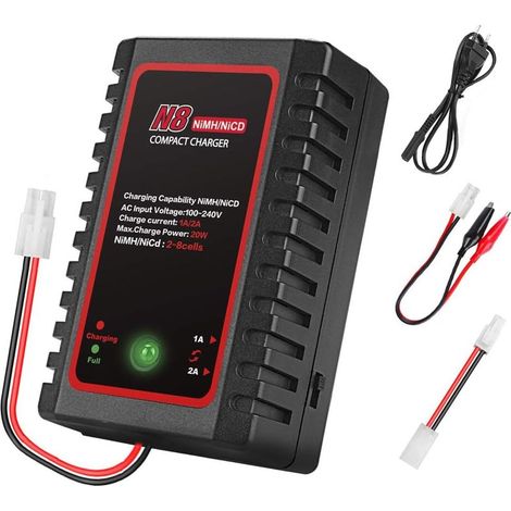 NiMH-Ladegerät für NiMH/NiCd-Akkus (2–8 s), intelligentes Ladegerät für RC-Autos, -Boote und -Drohnen, RC-Ladegerät für NiMH/NiCd-Akkus mit Standard-/Mini-Tamiya-Anschluss (1/5)