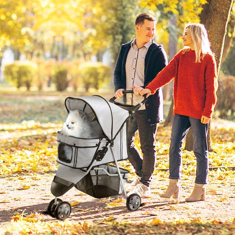 Poussette pour chiens, poussette pour animaux, multicolore (gris) (1/2)