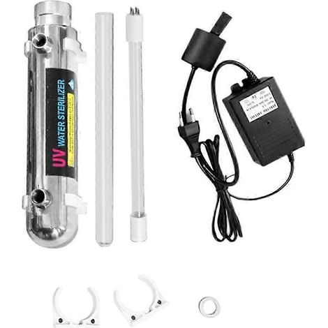Stérilisateur d'eau UV 16 W en acier inoxydable, lampe à tube ultraviolet, désinfection directe de l'eau potable, purificateur d'aquarium (UE), bonne qualité WHBYV (1/4)