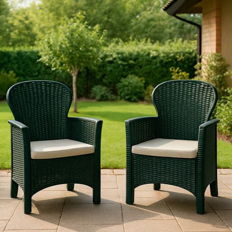 Dmora - 2er-Set Gartenstühle Como, Gartensitz, Für drinnen und draußen, Mit Armlehnen, Made in Italy, 59x57 h86 cm, Anthrazit (1/4)